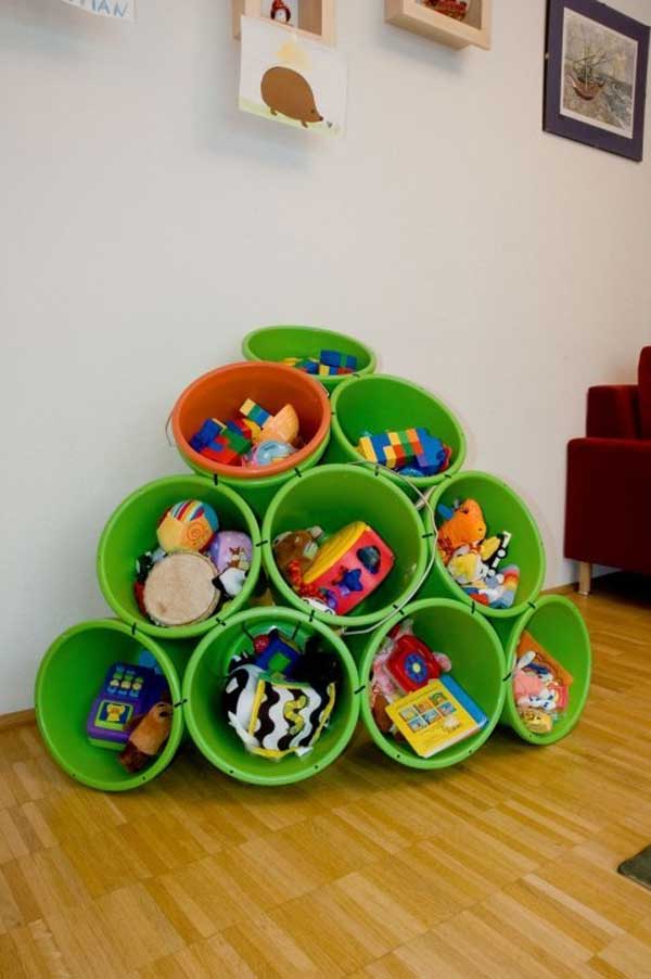 Plastic Bucket Toy Storage Pyramid