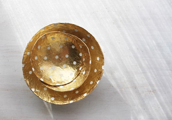 Gold Leaf Paper Mache Bowls