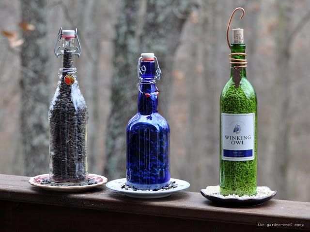 Wine Bottle Bird Feeder