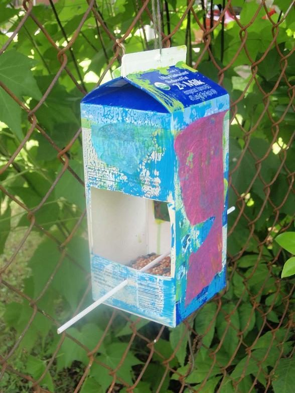 Recycled Milk Carton Bird Feeder