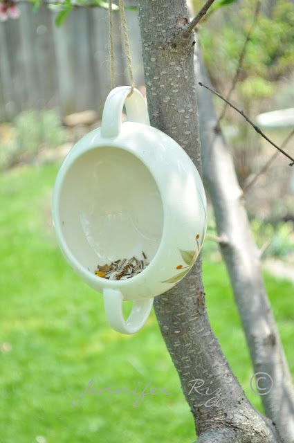 Vintage Sugar Bowl Bird Feeder