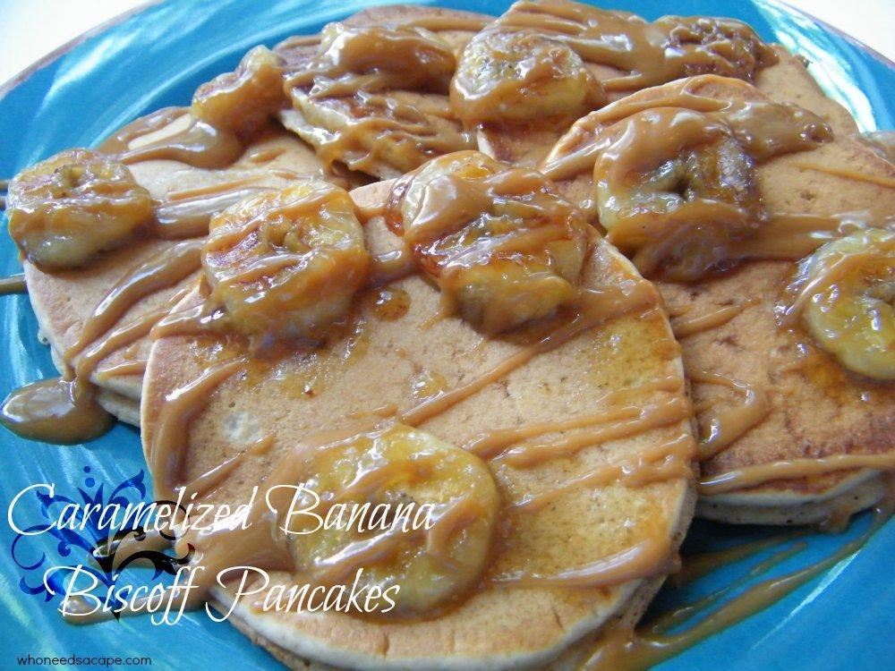 Caramelized Banana Biscoff Pancakes