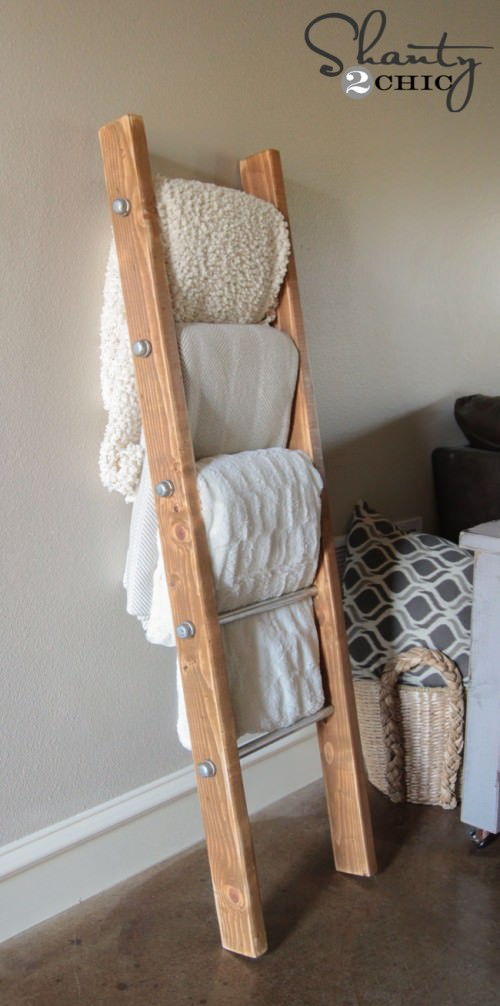 Wood and Metal Pipe Blanket Ladder