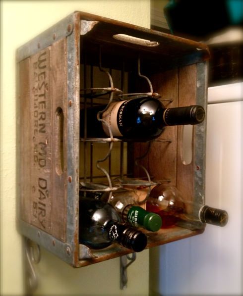 Upcycled Milk Crate Wine Rack