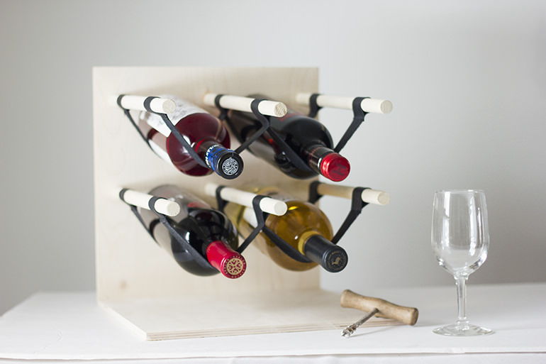 Wood & Leather Wine Rack