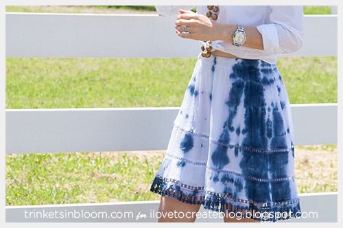 Cobalt and White Tie Dyed Skirt