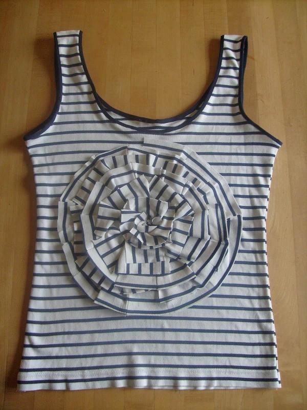 Striped and Ruffled Rose Tank