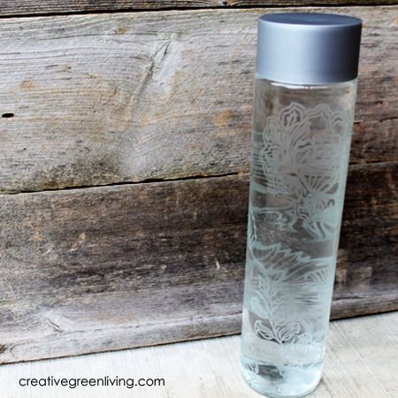 Etched Glass Water Bottle