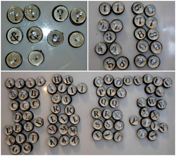 Glass Gem Marble Letter Magnets