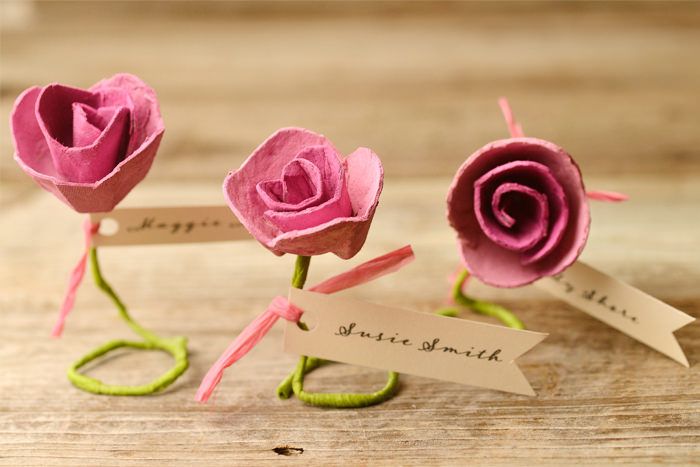 Egg Carton Roses Escort Card