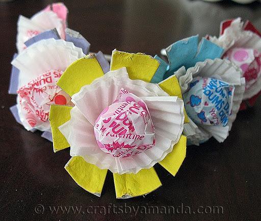 Egg Carton Lollipop Flowers