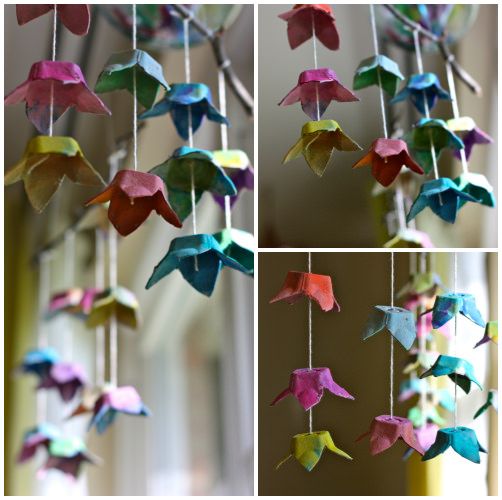 Egg Carton Flower Mobile