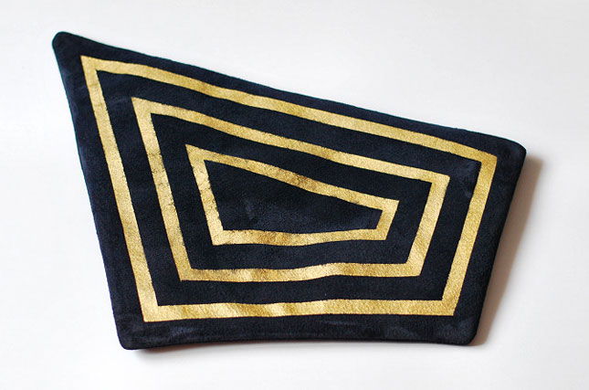 Gold + Blue Suede Clutch