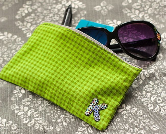 Zipper Clutch with Monogram or Pom Pom