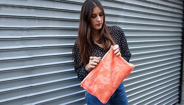 Neon Lace Clutch