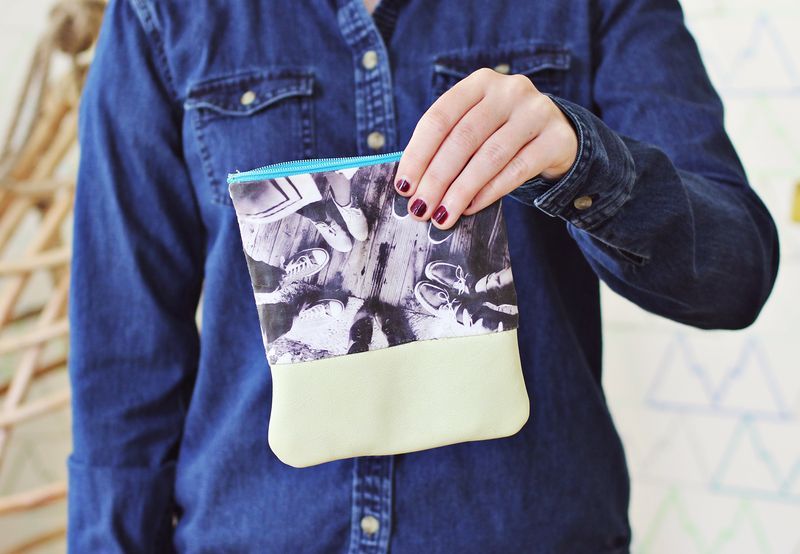 Mini Cotton + Leather Clutch