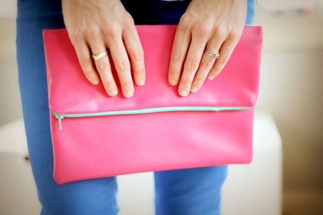 Leather Fold Over Clutch