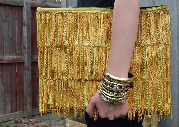 Gold Chain Fringe Bag inspired by Tod's