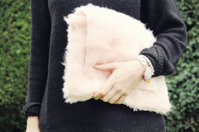 Pink Teddy Fur Clutch Bag