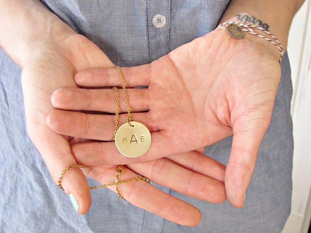 Stamped Metal Monogram Pendant