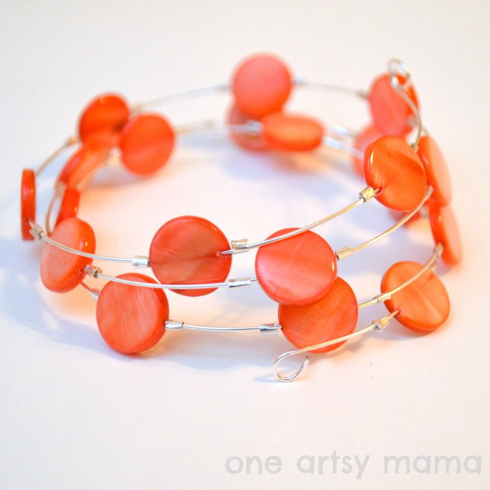 Coral Memory Wire Bracelet