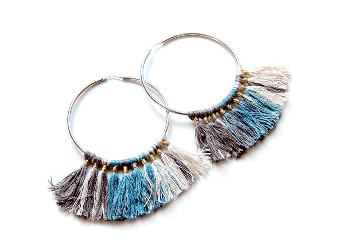Threaded Tassel Hoop Earrings