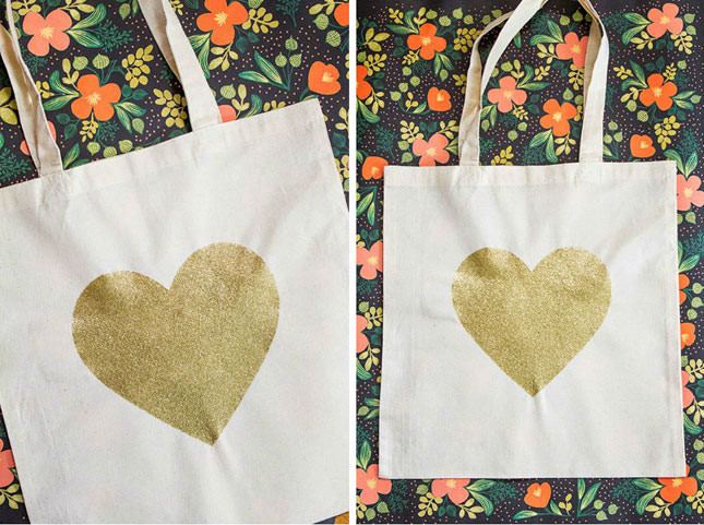 Gold Glitter Heart Tote Bag