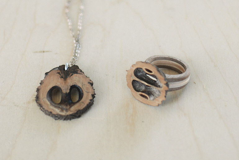 Walnut Ring and Necklace