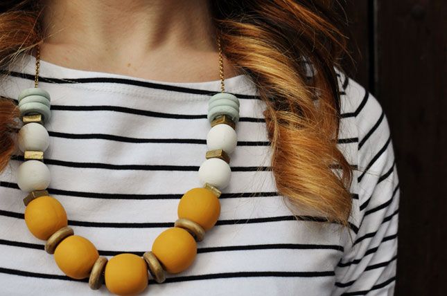 Wood Beads and Wood Wheels Necklace