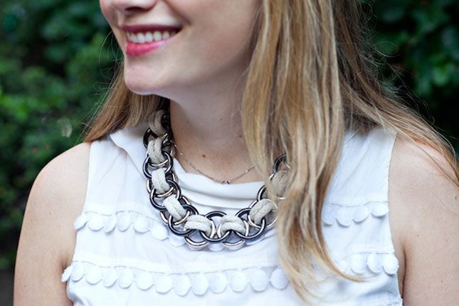 Tory Burch inspired Rope + Metal Ring Necklace