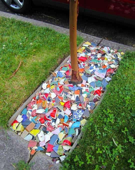 Repurpose Broken Plates for Colorful Garden Ground Cover