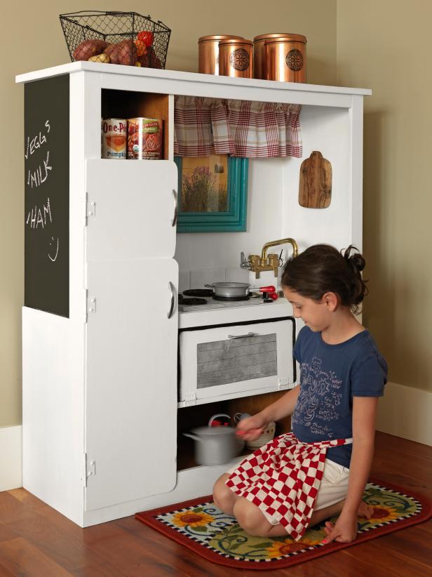 Old Entertainment Center Into a Play Kitchen