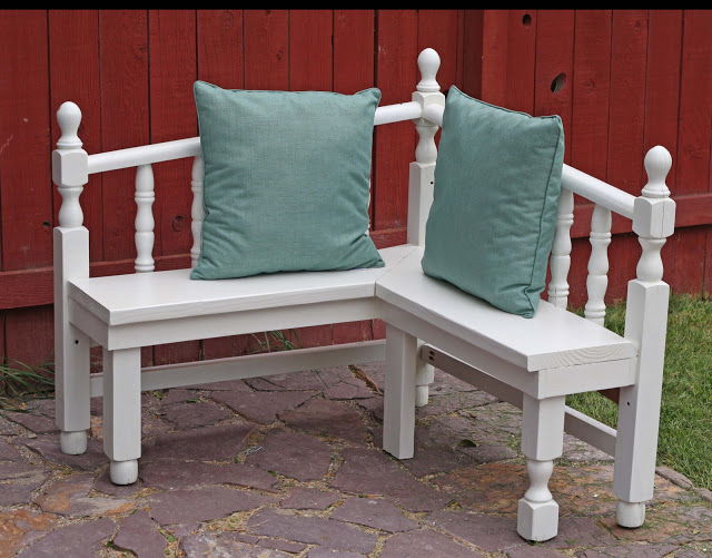 Corner Bench from Head and Foot Boards