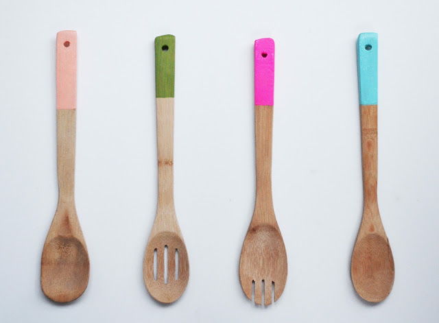 Painted Wooden Kitchen Utensils