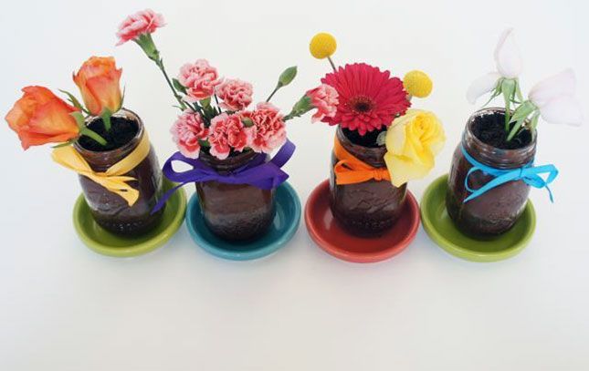 Edible Flower Cakes in Mason Jars