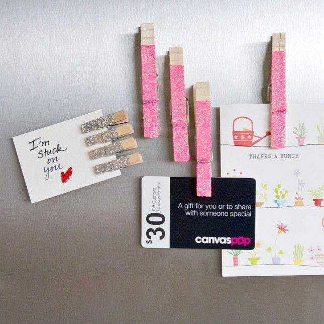 Glitter Clothespin Magnets