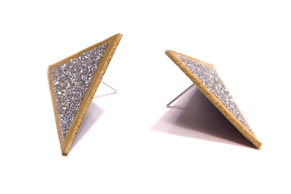 Glitter Triangle Earrings