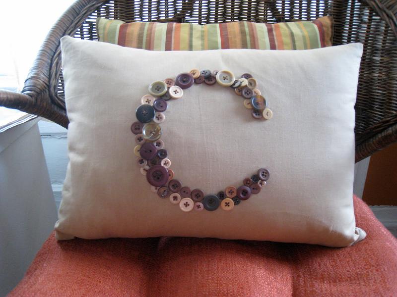 Buttoned Monogram Pillow