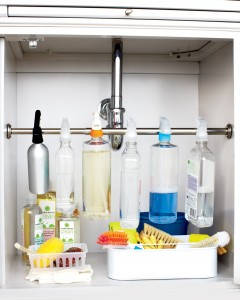 Organizing Under Your Sink with Tension Rod