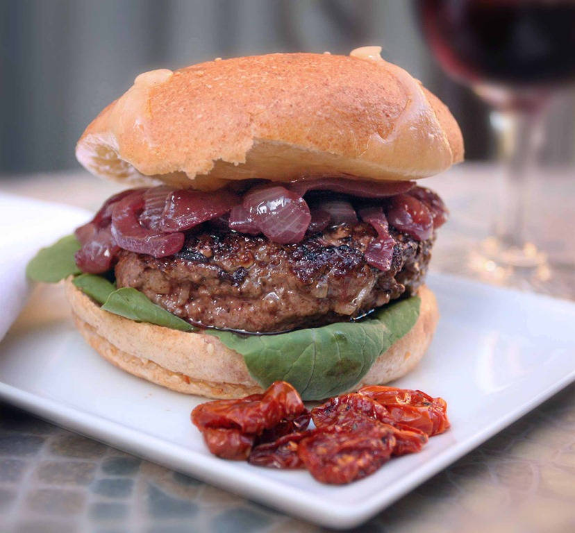 Bison Burger with Slow Roasted Tomatoes