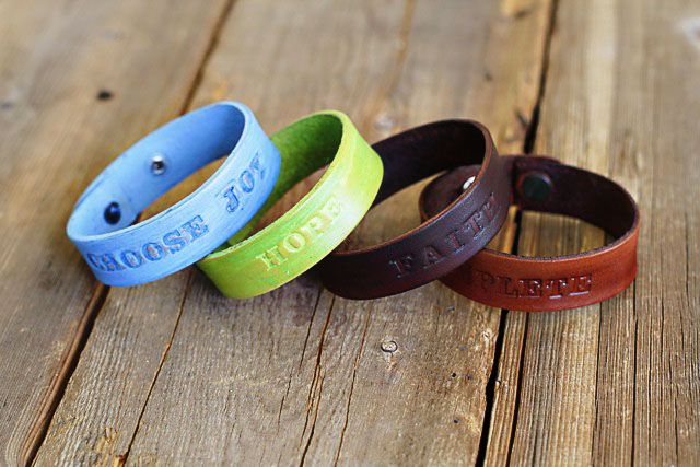 Hand Stamped Leather Bracelet