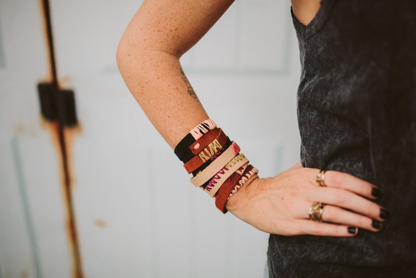 Leather Embroidered Bracelet