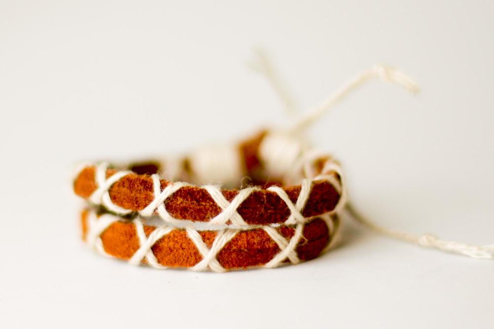 Leather and Yarn Bracelet