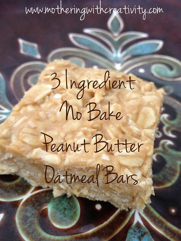 3 Ingredient Peanut Butter Oatmeal Bars