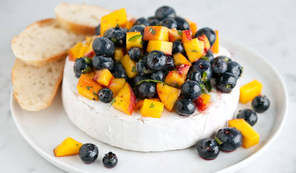 Blueberry and Peach Salsa with Brie