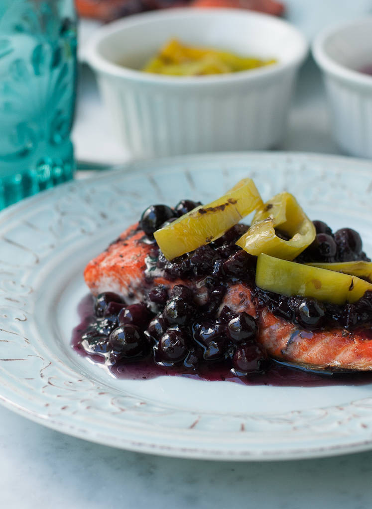 Grilled Wild Copper River Salmon With Blueberry Hatch Chili Sauce