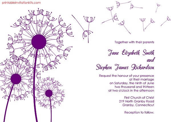 Dandelion Wedding Invitation