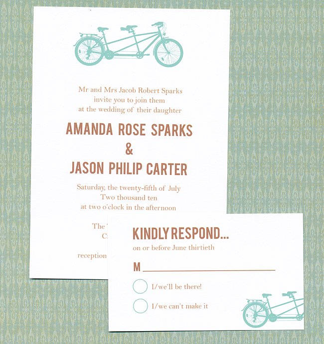 Tandem Bike Wedding Invitation