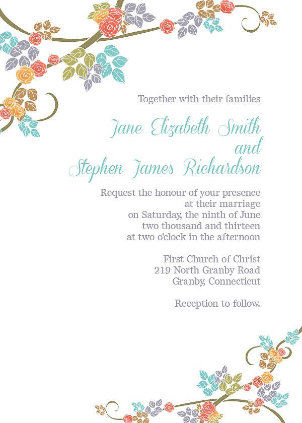 Spring Floral Border Wedding Invitation