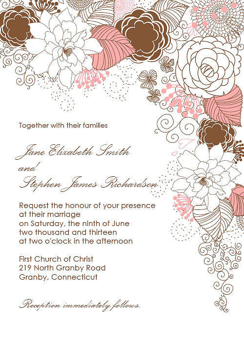 Garden With Floral Border Wedding Invitation
